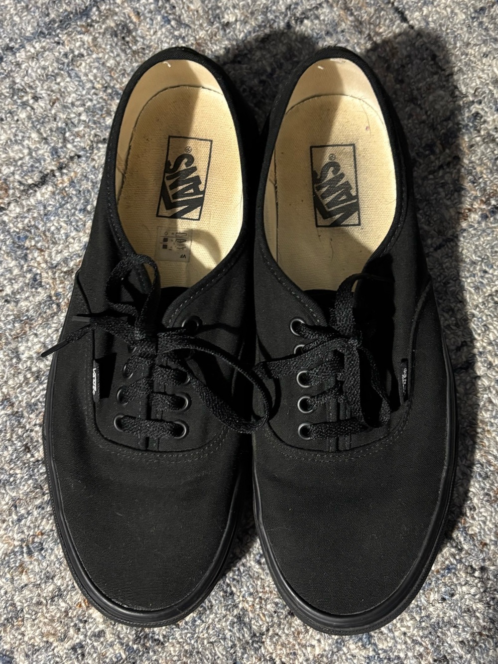 Vans Authentic Black Black Canvas Sneakers Men’s 10.5 Women’s 12